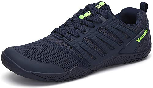 Voovix Herren Barfußschuhe Sportlich Traillaufschuhe Damen Outdoor Wanderschuhe Unisex Wide Toe Minimalistisch rutschfeste Turnschuhe Atmungsaktive Laufschuhe, Dunkelblau43