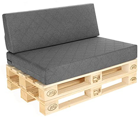 Pillows24 Palettenkissen 2-teiliges Set Palettenauflage Polster für Europaletten Hochwertige Palettenpolster Palettensofa Indoor & Outdoor Erhältlich Made in EU Graphit