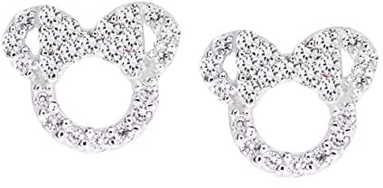 Kaguyo Minnie Mouse Ohrringe, 925 Sterling Silber Amethyst Blau Rosa Zirkonia Mickey Mouse Ohrstecker für Frauen Mädchen, Geburtstagsgeschenk (klar)