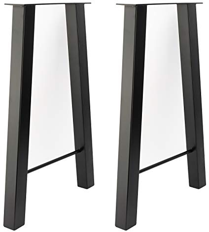 Homtone Lot de 2 Pieds de Table Métal, Pied de Table Industriel en Fer pour Table a Manger, Table Basse, Table Haute, Plan de Travail, Noir (Form en A H 71CM)