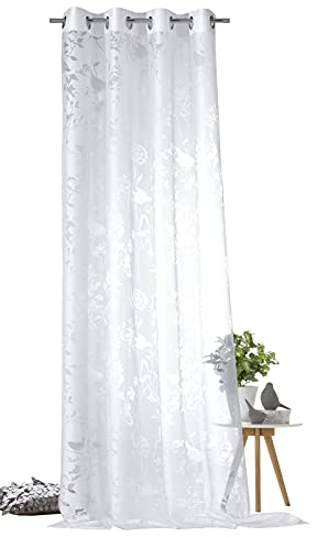 heimtexland ® Ösenschal Deko Vorhang Fensterdekoration Vogel Ausbrenner Gardine Typ699 Natur HxB 225x140