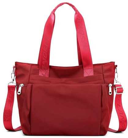 DIRRONA Mode Damen Umhängetasche Multi Pocket Multi Fach Crossbody Bag Groß Beiläufig Umhängetasche Aus Wasserdicht Nylon Reisen Schule Täglicher Gebrauch Damentasche Rot