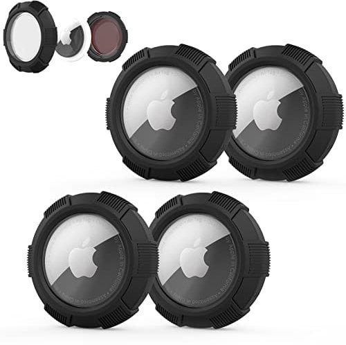 Bingcok for AirTags Case (4 Pack), TPU+PC Rugged Anti-Scratch AirTags Sticker Case, Anti-Lost AirTag Holder Cover with Built-in Protective Film for Drone/Camera/TV Remote/Luggage/Bike Mount/Car