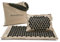 akumata ECO Akupressurmatte mit Kissen Set von Rücken und Nackenschmerzen | Massage Set - Massagematte Ganzkörper und Akupressur Nackenkissen - Leinen & Schwarz