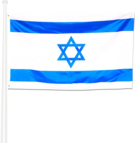 KliKil Bandera de Israel - Bandera 150x90cm Poliéster - Resistente a UV y Agua - Fácil Colocación con 2 Ojales Metálicos - Ideal para Celebraciones, Decoraciones y Eventos