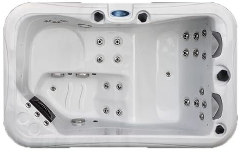 Palm Spas Dual Lounger 3 Seat Hot Tub- American Balboa control system 13amp Plug and Play - White shell Grey skirt
