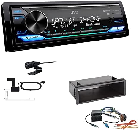 JVC KD-X482DBT 1-DIN Autoradio Media Receiver Digitalradio DAB+ Bluetooth Amazon Alexa USB Einbauset passend für Volkswagen VW Polo 9N bis 2009 schwarz mit Quadlock