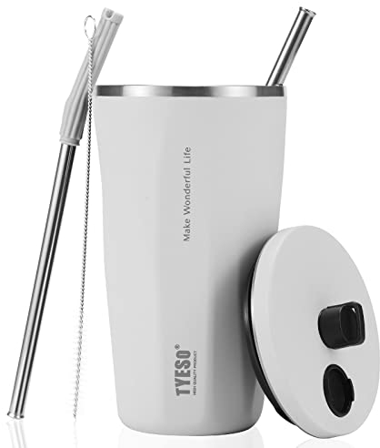 Olerd Tumbler with Straw and Lid, 600ml Iced Coffee Cup & Thermal Cup & Cup with Straw & Leak-Proof Thermal Mug for Hot & Cold, BPA Free