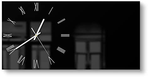 DEQORI Glasuhr | vertikal 60x30 cm | Unifarben - Schwarz | große XXL Design Uhr aus Glas | leise Wanduhr für Wohnzimmer & Küche | Moderne Hingucker Uhr für die Wand