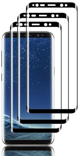 Tzstz 3 Pièces Verre Trempé Protecteur，pour Samsung Galaxy S8，3D couverture plein écran，Dureté 9H，Anti Rayures，Samsung Galaxy S8 D'écran Protecteur