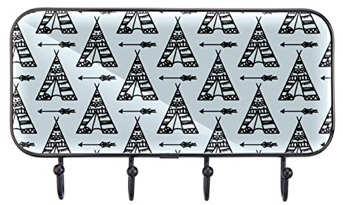 Blaue Boho Tipi Muster Personalisierte Klebehaken Handtuchhaken Wandhaken für Küche Badezimmer