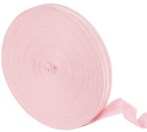 sourcing map 45,7 m Baumwoll-Twill-Klebeband, 25 mm Fischgrätenmuster, Schrägband zum Nähen von Kleidung, DIY Basteln (lila, rosa)