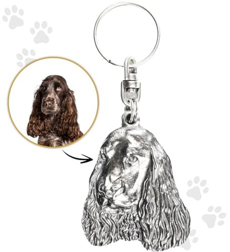 Art-Dog Schlüsselanhänger Hund English Cocker Spaniel, 5,1x4,1 cm, Versilbert Schlüsselring mit Schließe, Glücksbringer mit Hund, Geschenk Hundebesitzer