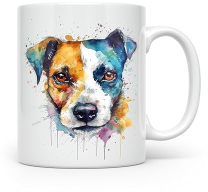 Anonymous Gifting Jack Russell Dog Watercolour Print Mug - Beautiful Glossy Printed Mug