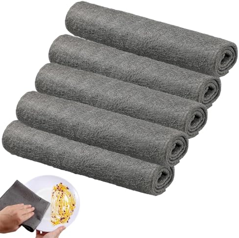 aqlbhz 5Pcs Thickened Magic Cleaning Cloths - Microfiber Glass Cleaning Cloths - Grey - Small - Classic Style - Quick Dry - Machine Washable