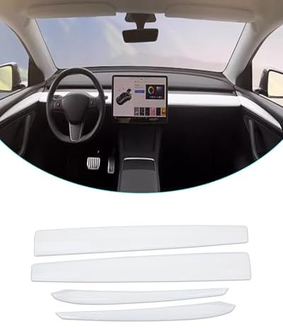 YOKOOHITECH Matte White Dashboard Cover and Front Door Cover Compatible with Tesla Model 3(2021-2023) and Model y(2019-2024)-NOT for Performance (Matte White)