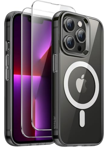 JETech 3-in-1 Magnetische Hülle für iPhone 13 Pro Max, Schwarz | 2 Gehärtete Glas Schutzfolien, Kompatibel mit MagSafe, Stoßfeste Handyhülle
