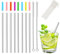 8PCS Short Metal Straws for Cocktails, Mini Reusable Straws with Cleaner Brush, Silicone Tips and Pouch