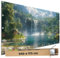 TRIOSK Sichtschutz Garten Dekoration Plane groß mit Motiv Wasserfall Schweizer Alpen Berge Wasser Natur Motivbanner Blickdicht für Terrasse Zaun Gartenzaun Gartenposter PVC Zaunblende 340x173 cm