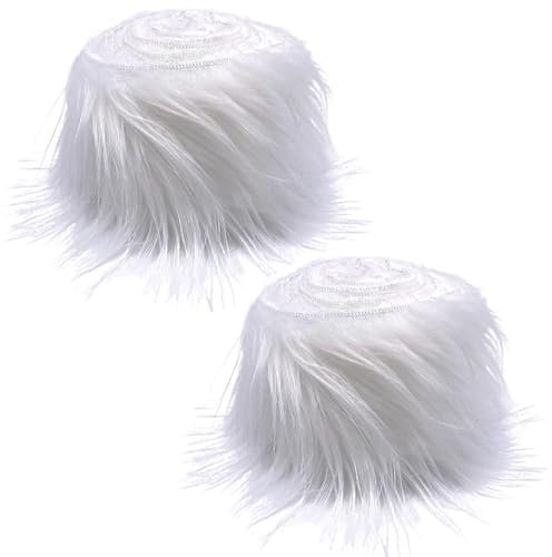 WANYI 2 Stück Kunstfell Weihnachtsdeko, 5x150cm Kunstfell zum Basteln, Langhaarplüsch Wichtelbart Plüschstoff Meterware Furry Fellstoff für Weihnachtsbaum, Gnome Beard, Santa Hair, Kostüm