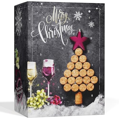 Wein Adventskalender 2025 [FEINSTE WEINSELEKTION] - Ausgefallener Adventskalender Alkohol 2025 für Frauen & Männer - Weihnachtskalender mit 24 Weinsorten Weiß, Rot & Rosé (Handverpackt in DE)