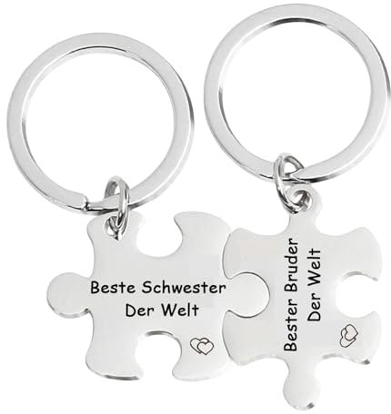 TJUSPIRIT Bruder Schwester Geschenke Schlüsselanhänger für Bruder Schwester, BFF Schlüsselbund Schlüsselring Keychain Geschenk für Geburtstag Weihnachten Neujahr