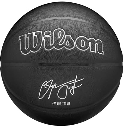 Wilson NBA Player Evergreen Basketball, Mit Pure Feel Bezug, Ideal Für Spiele Im Freien, Wetterfest, Spieler: Tatum, Farbe: Schwarz, Größe: 7