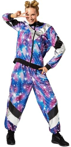 dressforfun® Women's Fancy Dress Costume - Retro Disco Tracksuit - Blue, XXL