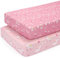 Yukkidds Baby Spannbettlaken Spannbetttücher 70x140 cm Elastizität Atmungsaktiv Mikrofaser Matratzenbezug Laken für Kinderbett Beistellbett Babybett 2er Pack,Rosa Einhorn