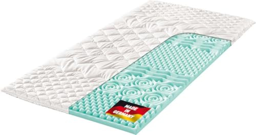 BERGER 7-Zonen-Kaltschaum-Topperauflage 80 x 200 cm | Matratzen Topper Matratzenauflage Punktelastisch 6 cm hoch mit Baumwollbezug atmungsaktiv & waschbar | Matratzentopper Schlafsofa Bett Öko-Tex