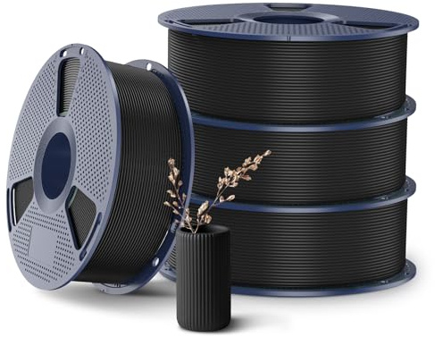 SUNLU 4KG High Speed PLA+2.0 Filament 1.75mm Schwarz, PLA Plus 2.0 Filament | 600mm/s Hochgeschwindigkeits Filament PLA+ 2.0, Hohe Zähigkeit & Schlagfestigkeit, Schwarz 4000g