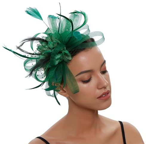 Michear Fascinators Hat for Women Feather & Silk Flower Hats and Fascinator for Weddings with Adjustable Band, Tea Party Headpiece for Weddings Hats