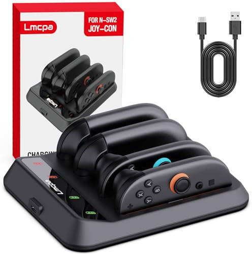 Lmcpa Charging Dock for Nintendo Switch 2 Joy Con,Charger Stand Station with Charger Type C Cable,Charging Station with Individual LED Indicator - Black