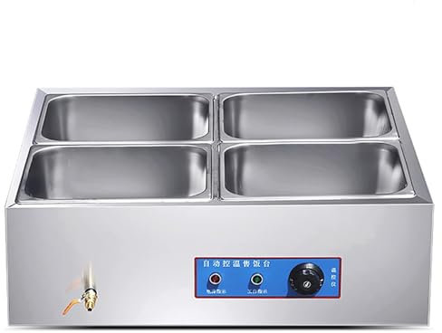 WOTZOV Scaldavivande Elettrico da Tavolo in Acciaio Inox, scaldavivande Elettrico da Tavolo, scaldavivande Elettrico da Buffet, per ristoranti di Catering，4 Grid