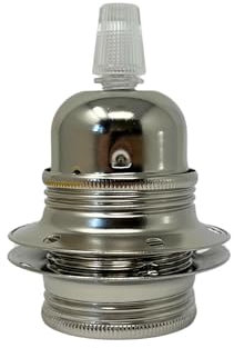 HALOTEC | Douille E27 métallique de couleur métallique grise avec rondelle pour abat-jour | Culot de lampe à filetage épais | Filetage E27 pour abat-jours | Montage facile