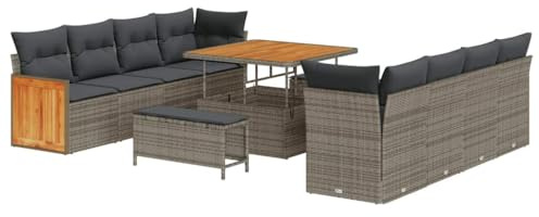 vidaXL Gartensofa-Set 11 STK. 10-Sitzanzahl Grau