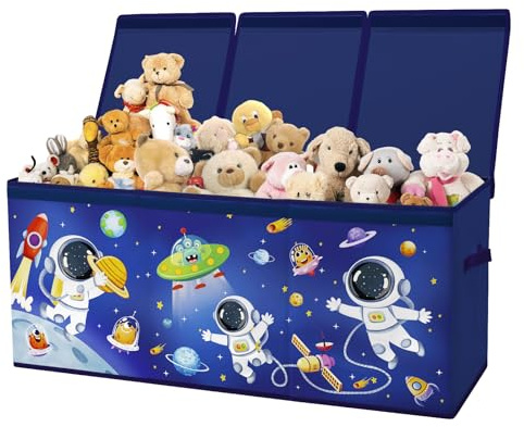 Cesto Portagiochi Bambini con Coperchio e Maniglie Cesta Porta Giochi | Grandi Oxford Contenitore Giochi Bambini Ragazzi e Ragazze, Scatola Pieghevole, Camera da Letto, Sala da Giochi