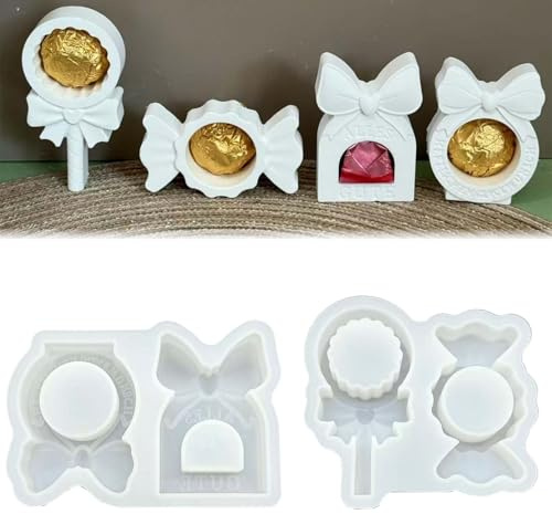 TREABEAR 4 Stück Silikonformen Gießformen, Gipsformen Zum Gießen Geschenkbox Süßigkeitenformen, Gießformen Silikon Weihnachten Thanksgiving Silikon Gießform, DIY Silikonform Weihnachten Dekoration
