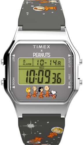 Timex Unisex Digital Quartz Watch with a Stainless Steel Strap Peanuts 80