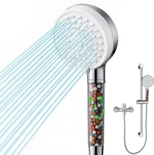 Cabezal De Ducha Con Filtro De Piedras Minerales, Alcachofa De Ducha Alta Presión Para Duchas De Baño, Mango Transparente Recargable, Ahorro De Agua Y Fácil Instalación Universal