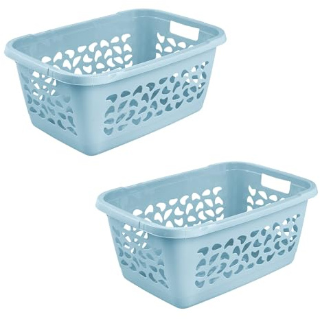 keeeper jost 2x Wäschekorb, Luftdurchlässiges Dekor, 52 l, Nordic Blue