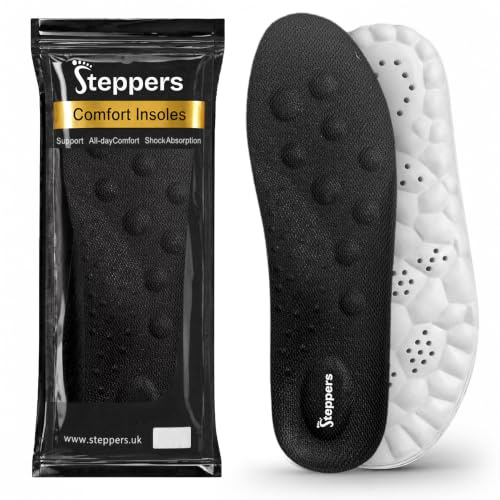 Original Steppers Insoles, 2026 4D Steppers Comfort Boosting Massage Insole, Memory Foam Thermal Insoles, Comfy Insole with Arch Support for Men and Women (Black, Small (EU 39-40))