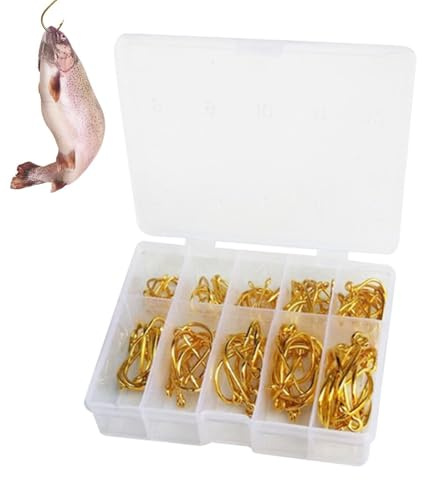 Angelhaken-Set – geschärfter Haken mit 100 Haken, robuste Metallkonstruktion | Angelhaken mit effizientem Penetrationsdesign für Meer, Fluss, See, Hecht