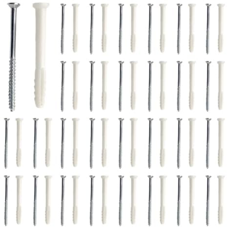 Koolenry 100pcs Plastic Expansion Tube with Screws Wall Plug Fasteners Simple Long Type Glue Plug Expansion Bolt