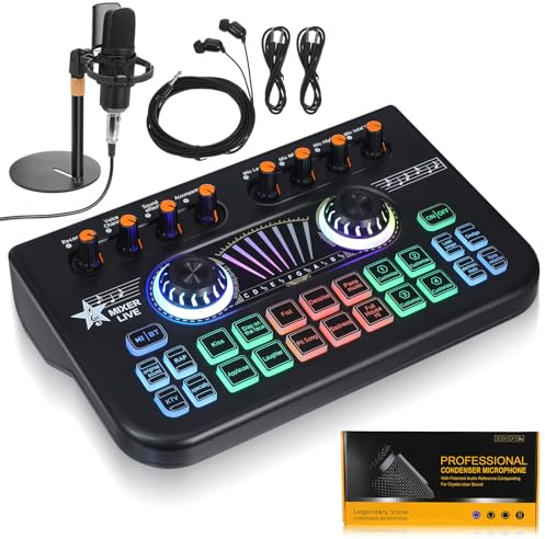 DOITOOL X3-bm700 Soundkarte mit Mikrofonmischer für Gaming Podcasts Metallgehäuse Professionelle Tonqualität