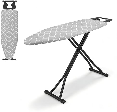 Bügelbrett, Ironing Board with 7-Fach Höhenverstellbar, Hitzebeständiger Bezug, Robust & Stabil & Zusammenklappbar & rutschfeste Füße, Bügeltisch für Dampfbügelstation für Waschküche, 120 x 38,5 cm