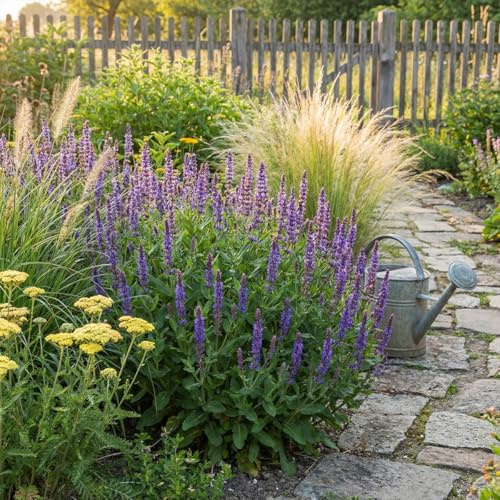 Bloomique - Lot de 6 - Salvia Blaukönigin - Sauge - Rustique - Vivace - Mellifère - Hauteur 10-20 cm - Pot 9 cm