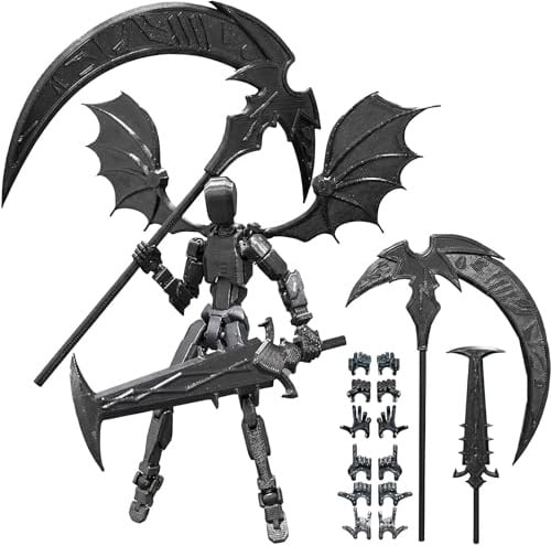 T13 Action Figure Multi Jointed Movable 3D Printed Robot Model Black Red t13 Action Figure Set For Collectors Game Lovers or Present Fans Desktop Decor Collecting and Easter Gifts (Black)