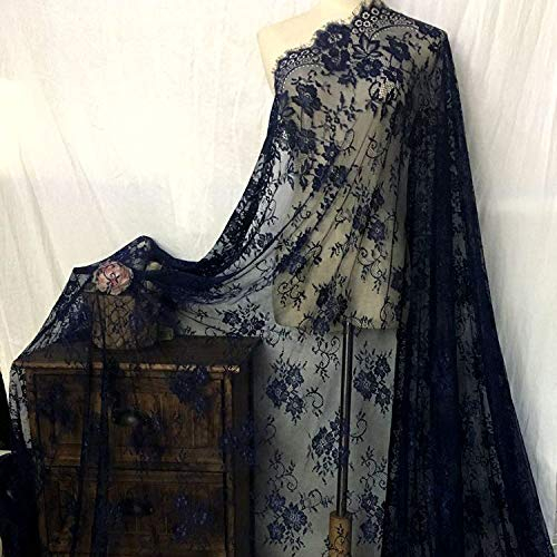 IRIZ 130cm x 300cm Wimper-Spitzenordnung Chantilly-Spitze-Gewebe-Schleier-Kleid-Kostüm Fertigkeit, die Schwarze Spitze (Schwarzes)