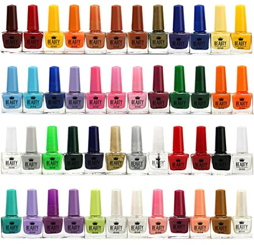 Set of 48 Bottles Nail Polish Varnish 48 Different Bright Pearl Colours 2 Display Boxes